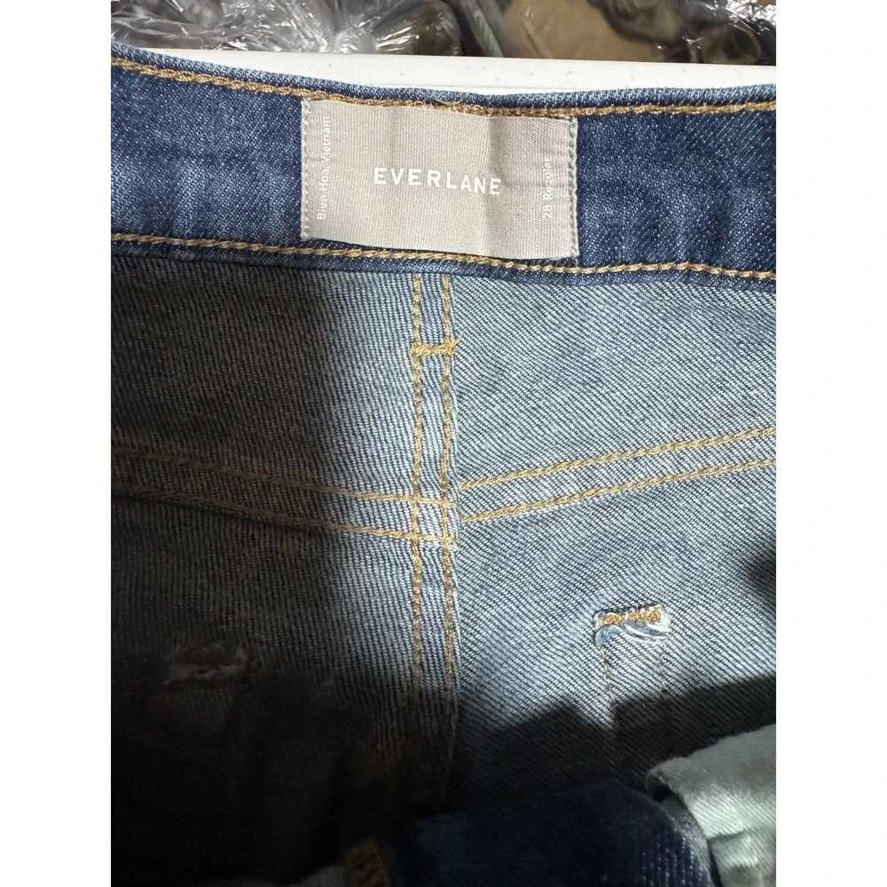 Everlane Women's Dark Wash Raw Hem Cropped Jeans Size 28 Minimalist Denim